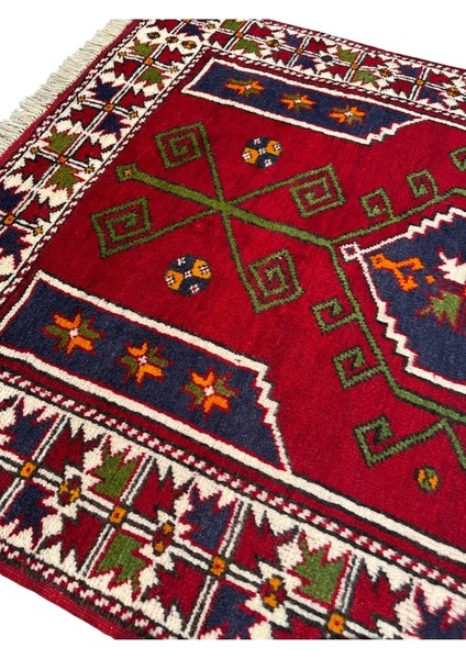 El Dokuma Izmir Bergama Halısı 128X170 Kırmızı Kök Boya Yün Halı Kırmızı modelleri
