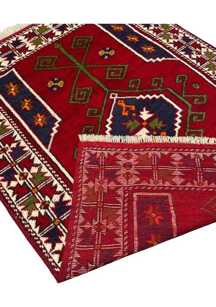 El Dokuma Izmir Bergama Halısı 128X170 Kırmızı Kök Boya Yün Halı Kırmızı indirimleri