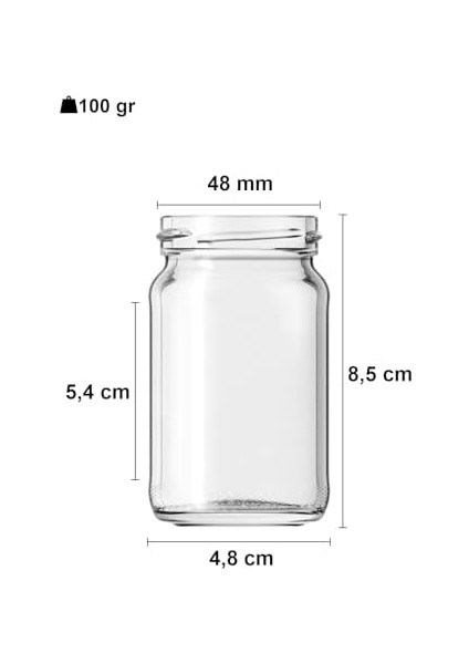 105 ml Farklı Boyutlarda Kavanoz 105 cc Konserve Metal Kapaklı Cam Kavanoz 6 Adet (Şeffaf, 105 cc (Kısa))