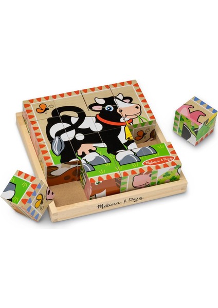 & Doug 10775 – Holzwuerfel-Puzzle, Bauernhofszenen