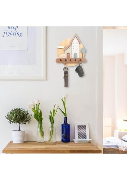 Art & Decoration Pastel Renkli Evler Ahşap Anahtarlık Hol Antre Askılık Duvar Dekor fiyatları