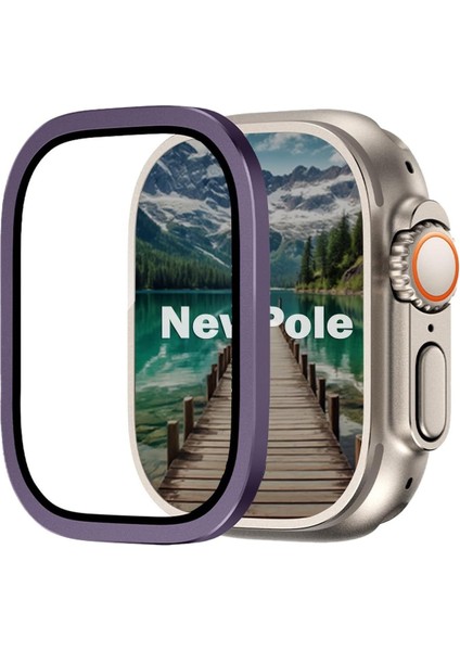 Ultra/ultra 2 49MM Aüminyum Çerçeve] Newpole Watch Ekran Koruyucu Watch Ultra 49MM Ekran Koruyucu Kırılmaz Cam Tam Kaplayan Apple Watch Ultra/ultra 2 ile Uyumludur (Mor)
