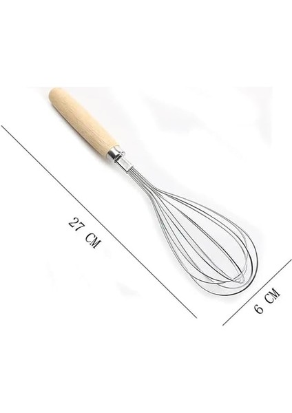 Home Ahşap Saplı Paslanmaz Çelik Çırpma Teli,yumurta,ayran ve Pasta Için Çırpıcı (1)