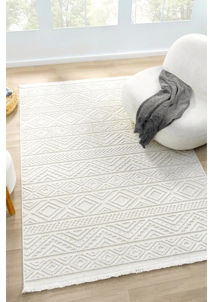 Krem Yumuşak Dokuma Halı Kilim Salon Mutfak Koridor Yolluk Dokuma Makine Halısı 0018