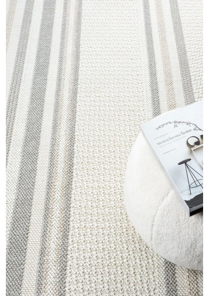 Krem Gri Yumuşak Dokulu Halı Kilim Salon Mutfak Koridor Yolluk Dokuma Makine Halısı 0016