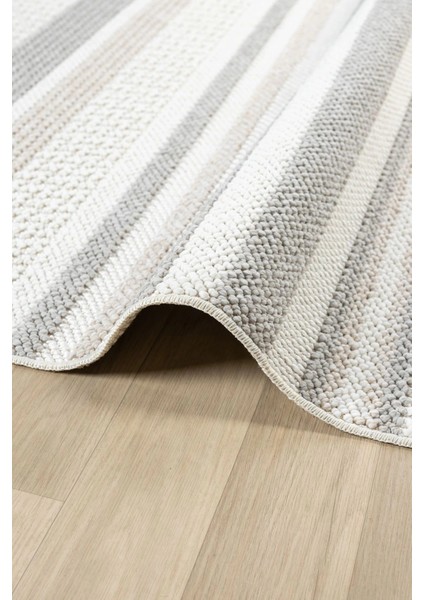 Krem Gri Yumuşak Dokulu Halı Kilim Salon Mutfak Koridor Yolluk Dokuma Makine Halısı 0016