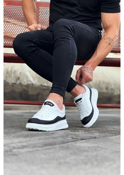 J507 Bağcıklı Ortopedik Taban Erkek Sneaker Günlük Ayakkabı Bt Beyaz/siyah modelleri