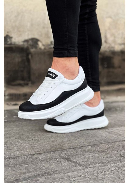 J507 Bağcıklı Ortopedik Taban Erkek Sneaker Günlük Ayakkabı Bt Beyaz/siyah fırsatları