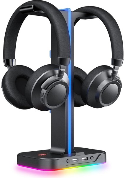 Kulaklık Standı Rgb Dual Balance 2 USB Bağlantısı, Masaüstü Kulaklık Standı, Dayanıklı Oyun Kulaklığı Tutucu, Pc Oyuncu Kulaklık Aksesuarı Için, Siyah (TH650)