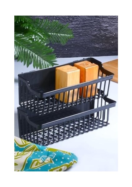 Kitchen 2 Adet Yapışkanlı Çok Amaçlı Banyo - Mutfak Rafı Plastik Şampuanlık Organizeri Siyah fiyatları