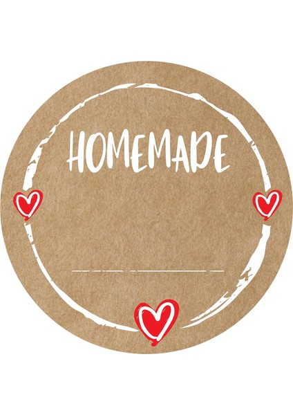 Homemade Sticker Paketleme Etiketleri - Hediye Paketleri Için - 80 Adet 3.7 cm Çapında - Yuvarlak Kraft Görünümlü Etiketler