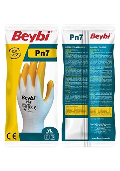 Pn7 Polyester Örme Nitril Eldiven No 10, Çift, Beyaz Sarı