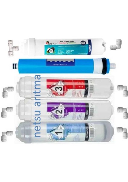 Ortimax,Optima,milsu,uğur uyumlu ve tüm Kapalı kasa su arıtma cihazı Filtresi,5 li Filtre seti.