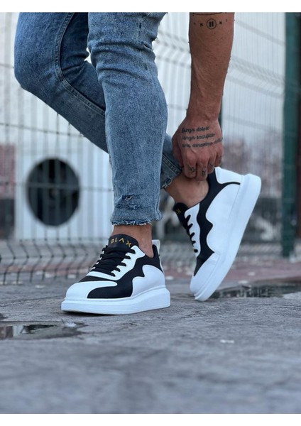 J301 Bağcıklı Ortopedik Taban Erkek Sneaker Günlük Ayakkabı Bt Beyaz/siyah modelleri