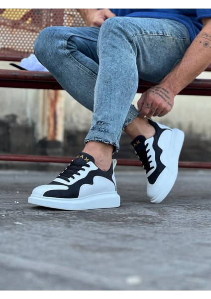 J301 Bağcıklı Ortopedik Taban Erkek Sneaker Günlük Ayakkabı Bt Beyaz/siyah fırsatları