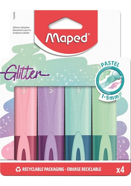 Fosforlu Kalemler Glıtter Pastel 4&apos;lü 742046