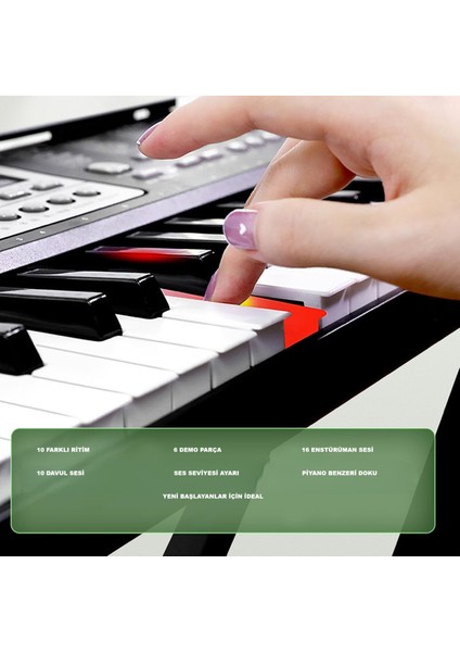 Alytech 🎹 61 Tuşlu Elektronik Org – Işıklı Tuşlar, Mikrofon Girişi, Piyano Etiketli – Çocuklar ve Başlangıç Seviyesi Için Mükemmel