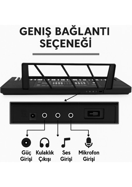 Alytech 🎹 61 Tuşlu Elektronik Org – Işıklı Tuşlar, Mikrofon Girişi, Piyano Etiketli – Çocuklar ve Başlangıç Seviyesi Için Mükemmel
