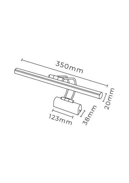 Krom Kasa Gün Işığı Resim,tablo,ayna Üstü Banyo 35CM Ledli Aplik 6W 3200K