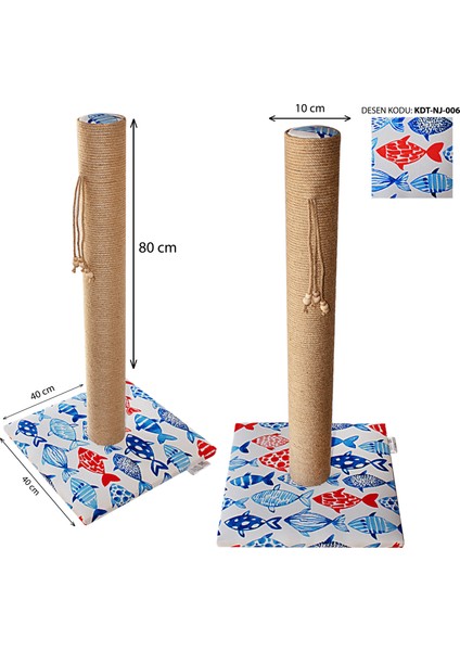 80 cm Rengarenk Desenli Premium Kedi Tırmalama Tahtası Süngerli Yumuşak Kaplama Zemin Dostu Taban