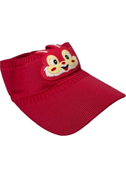 2-8 Yaş Kız Çocuk Kırmızı Renk Rabbit Figürlü Yazlık Vizör Şapka modelleri
