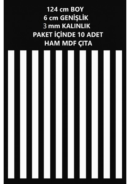 Beyaz Mdf Iskandinav Çıta 3 mm Kalınlık x 124 cm Uzunluk x 6 cm Genişlik ( 10 Adet ) fiyatları
