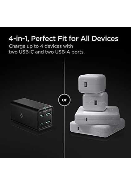 65W Usb-C 4 Port Adaptör Şarj Isısını Düşürür Gan Hızlı Şarj Aleti Masaüstü Şarj Istasyonu (1.5 Metre Ac Kablo) Macbook Type-C PD2101 - ACH03787 modelleri