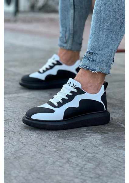 J301 Bağcıklı Ortopedik Taban Erkek Sneaker Günlük Ayakkabı St Siyah/beyaz fiyatları
