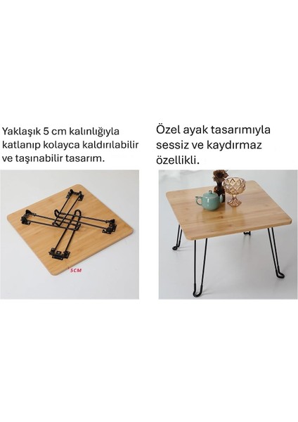 Bambu Metal Ayaklı Katlanabilir Kare Masa fiyatları