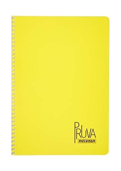 Pruva A4 Pet Spiralli Karton Kapaklı Defter 144 Yaprak - Kareli - Sarı