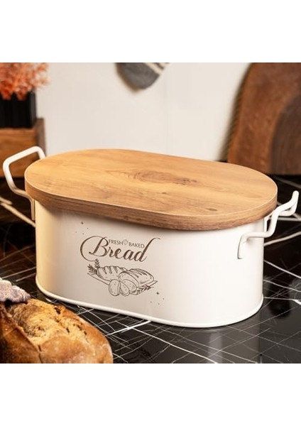 Metal Ahşap Kapaklı Tel Kulplu Metal Ekmeklik (Bread Baskılı) LN1293K modelleri