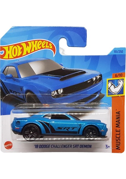 Wheels - ´18 Dodge Challenger Srt Demon - Muscle Mania 6/10 - HKJ54 - Short Card - Mopar - Mavi Metalik - Mattel 2023