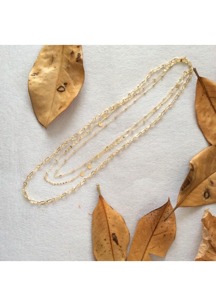 Üç Zincirli Tarz Kolye Altın Renk modelleri