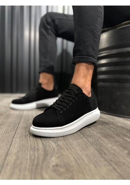 J044 Bağcıklı Ortopedik Taban Erkek Günlük Süet Sneaker Spor Ayakkabı Bt Siyah fırsatları