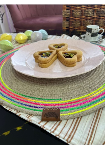Decohandy 39CM Neon Renkli Şeritli Jüt Örme Supla Amerikan Servis