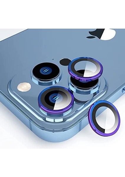 Iphone 13 Pro / 13 Pro Max ile Uyumlu Alüminyum Alaşım Çerçeveli Tempered Glass Kamera Lens Koruyucu Kırılmaz Cam (Multicolour) modelleri