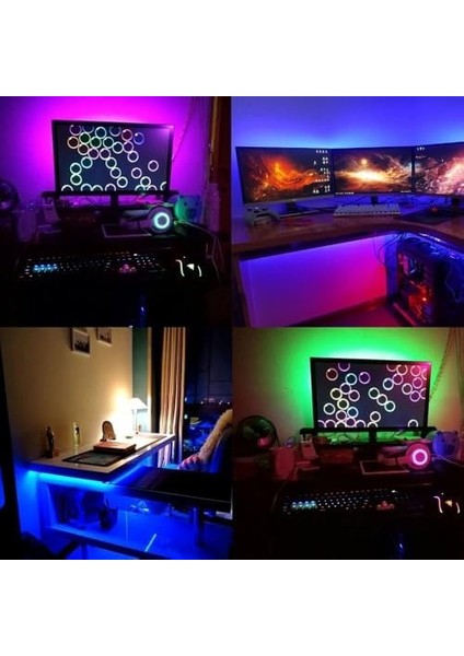 5V USB 100CM Rgb Şerit LED 3 Çipli SMD5050-30LED Ses Sensörlü Kumandalı
