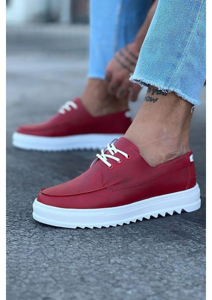 J506 Bağcıklı Ortopedik Taban Erkek Sneaker Günlük Ayakkabı Bt Kırmızı fiyatları