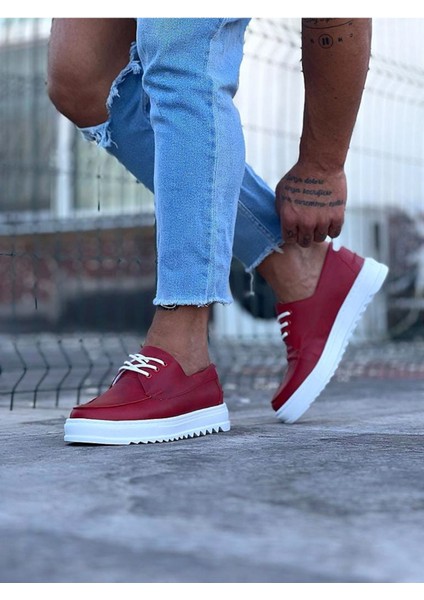 J506 Bağcıklı Ortopedik Taban Erkek Sneaker Günlük Ayakkabı Bt Kırmızı fırsatları