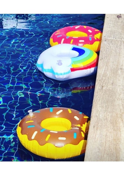 Kahverengi Donut Şekilli Şişme Bardak Tutucu Keyifli Anlar Için