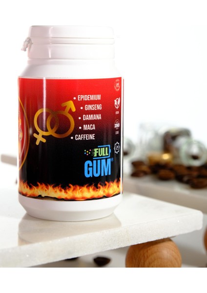 Full Gum Love - Epimedyum, Ginseng, Damiana, Maca, Caffeine Ekstraktlı Dolgulu Sakız