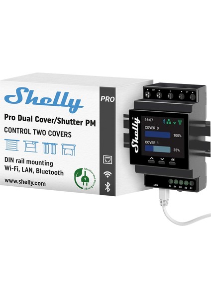 Pro Çift Kapak/deklanşör Pm | Lan, Wi-Fi ve Bluetooth Bağlantısı, Profesyonel Din Ray Akıllı Çift Kapaklı/deklanşör Kontrol Cihazı 2 Kapaklı 16 A | Ev Otomasyonu | Hassas Güç Ölçümü