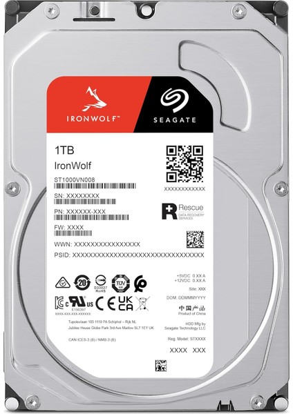 Ironwolf, 1 Tb, Dahili Sabit Disk, Nas, Cmr 3,5 Inç, Sata 6 Gb/sn, 5400 Rpm, 64 MB Önbellek, Raid Ağa Bağlı Depolama Için, 3 Yıl Rescue Services (ST1000VN008)