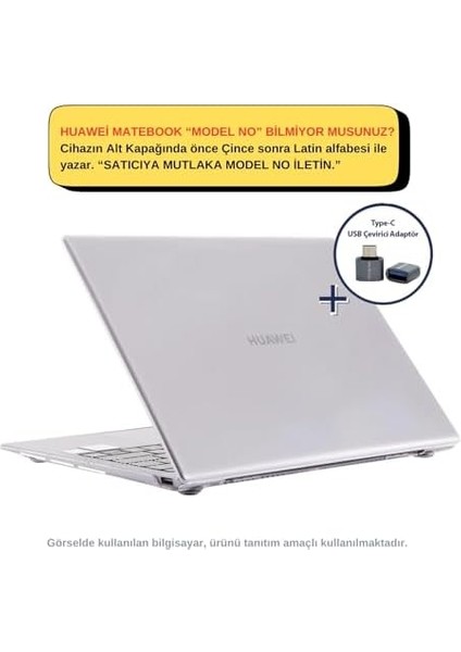 Huawei Matebook 14 Kılıf Matebook 14 (2019-2020 Yili) ile Uyumlu Parlak Kristal Iz Yapmaz Şeffaf