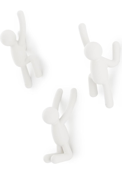 Buddy Haken – Dekorative Wandhaken Garderobe Für Jacken, Schals, Taschen, Rucksäcke, Handtücher Und Mehr, 3er-Set, Weiss