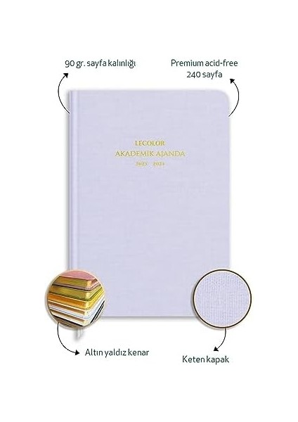 Color Keten Akademik Ajanda Limited Edition 17X24 Ciltli 23/24 17 Aylık Lila fiyatları