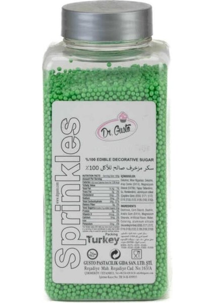 2 mm Yeşil Boncuk Şeker 250 gr – Mini Pasta ve Tatlı Süsleme Şekeri