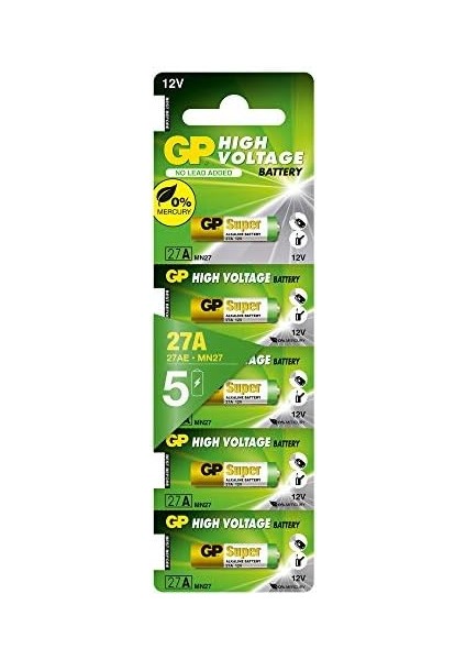 Batteries 27A Süper Alkalin 27A/MN27 Boy Pil, 12 Volt, 5&apos;li Kart modelleri