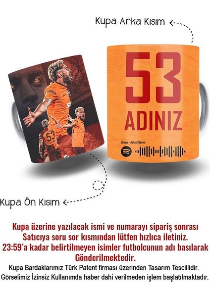 Barış Alper Yılmaz Baskılı Kişiye Özel Isim ve Numaraları Porselen Kupa Bardak Mug