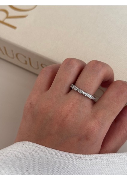 Ayarlanabilir Tamtur Zirkon Taşlı Çelik Gümüş Yüzük